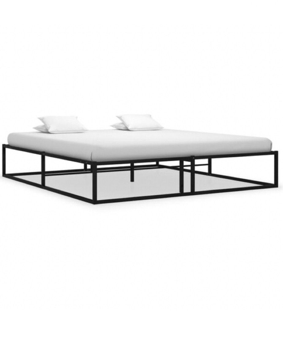Bedframe metaal zwart + matras, Ophalen, Zwart, Tweepersoons, 140 cm
