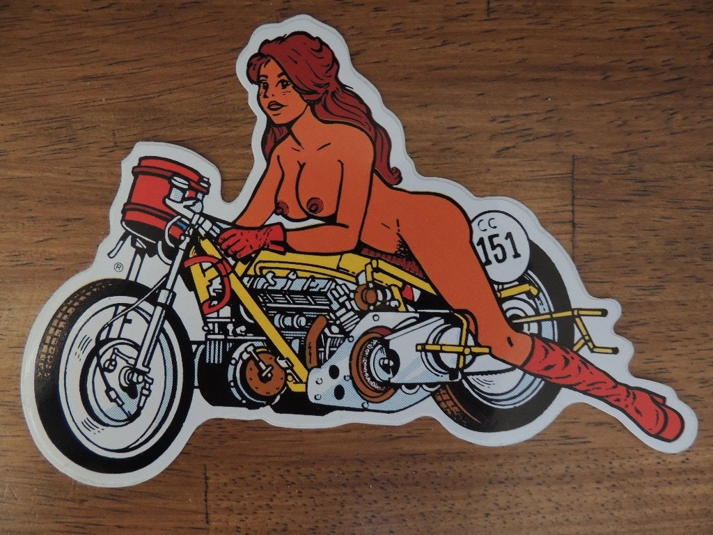 moto retro sexy nude pin up sticker, Envoi, Comme neuf