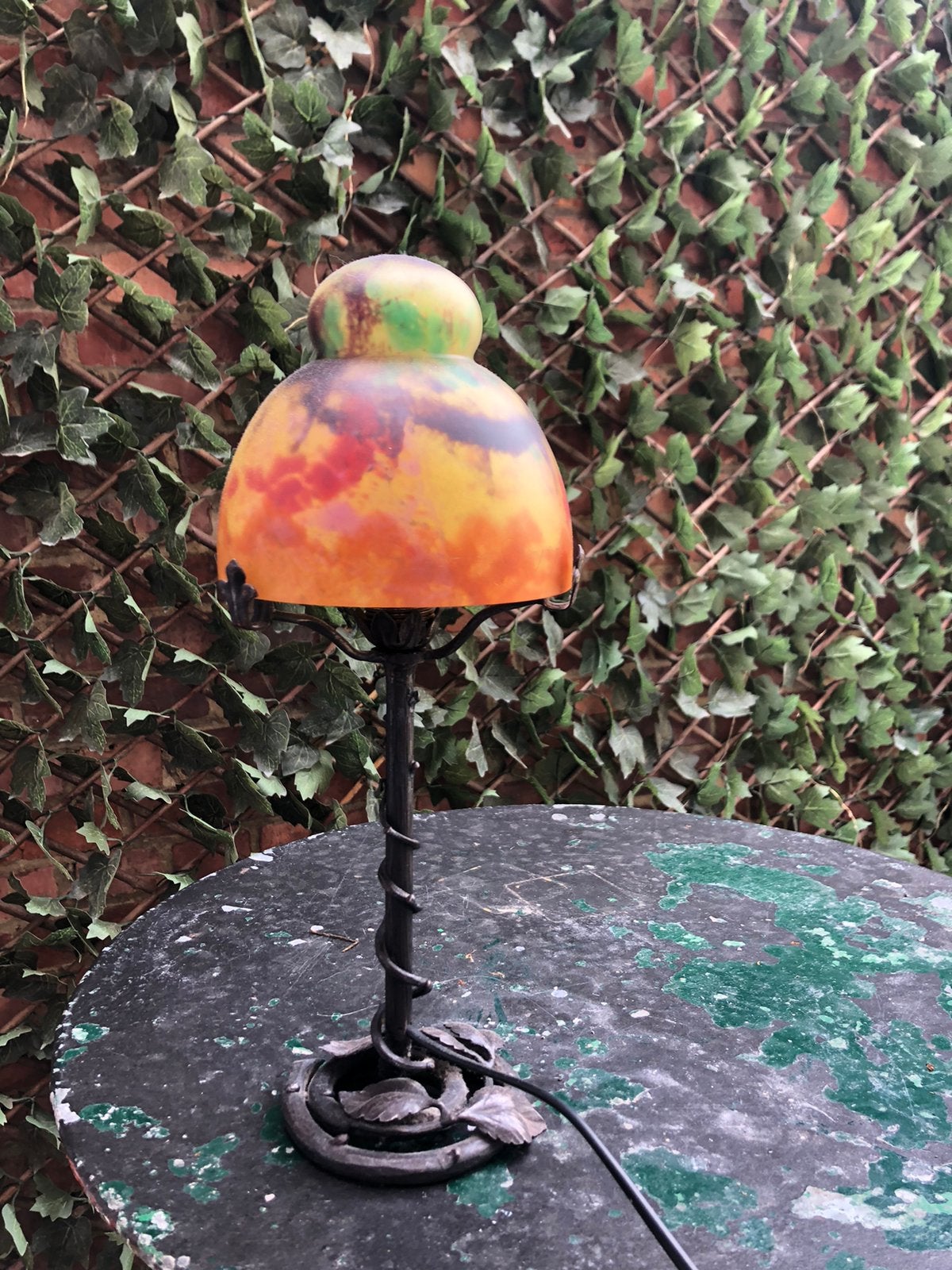 Magnifique lampe sur pied verre marmoréen, Antiquités & Art, Enlèvement