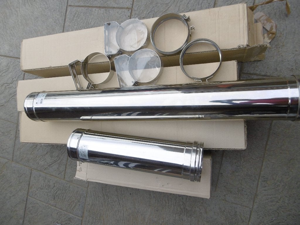 double paroi inox pour poêle à pellets 80 mm, Inox, 60 à 80 mm, 2 à 4 mètres, Comme neuf