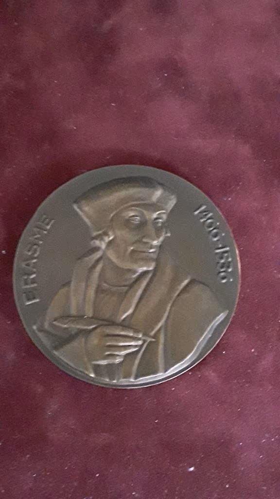 Oude Erasmus  penning in kader, Enlèvement ou Envoi, Bronze