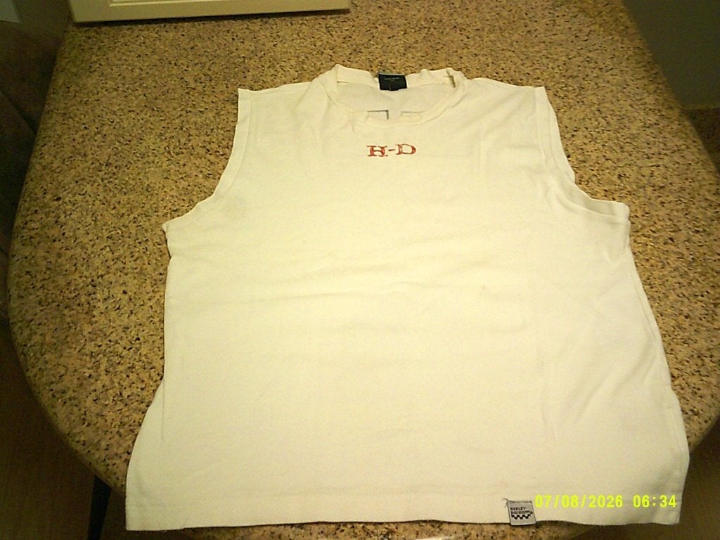 Harley Davidson Origineel Wit mouwloos T-shirt XL ZGAN, Wit, Maat 56/58 (XL), Ophalen of Verzenden, Zo goed als nieuw
