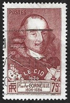 1 Postzegel Frankrijk 1937 Pierre Corneille, Enlèvement ou Envoi, Affranchi