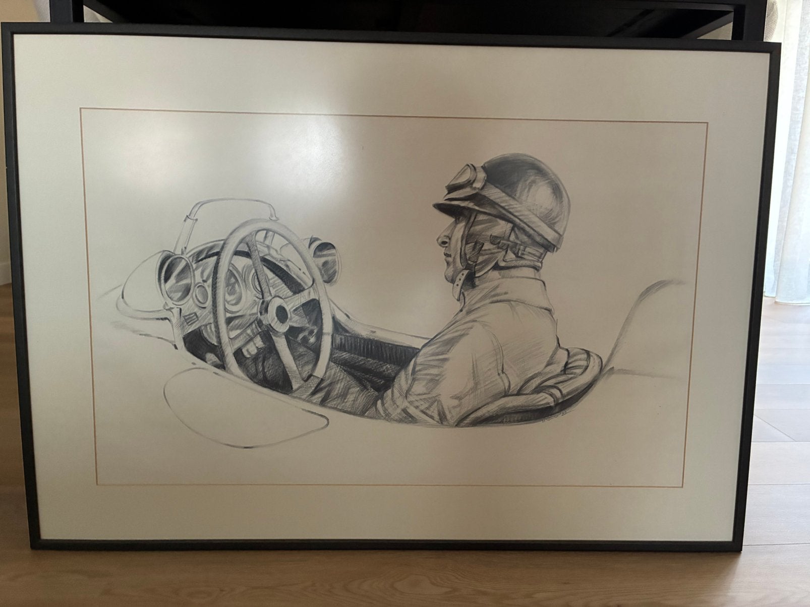 Dessin au crayon Racer des années 1920 à 1940, Antiquités & Art, Enlèvement, Dessin au crayon, Avec passe-partout