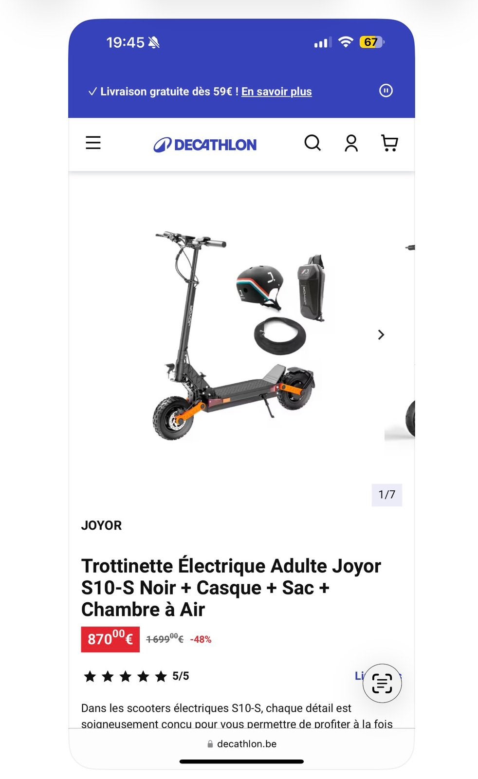 Trotinette joyor s10 z, Enlèvement