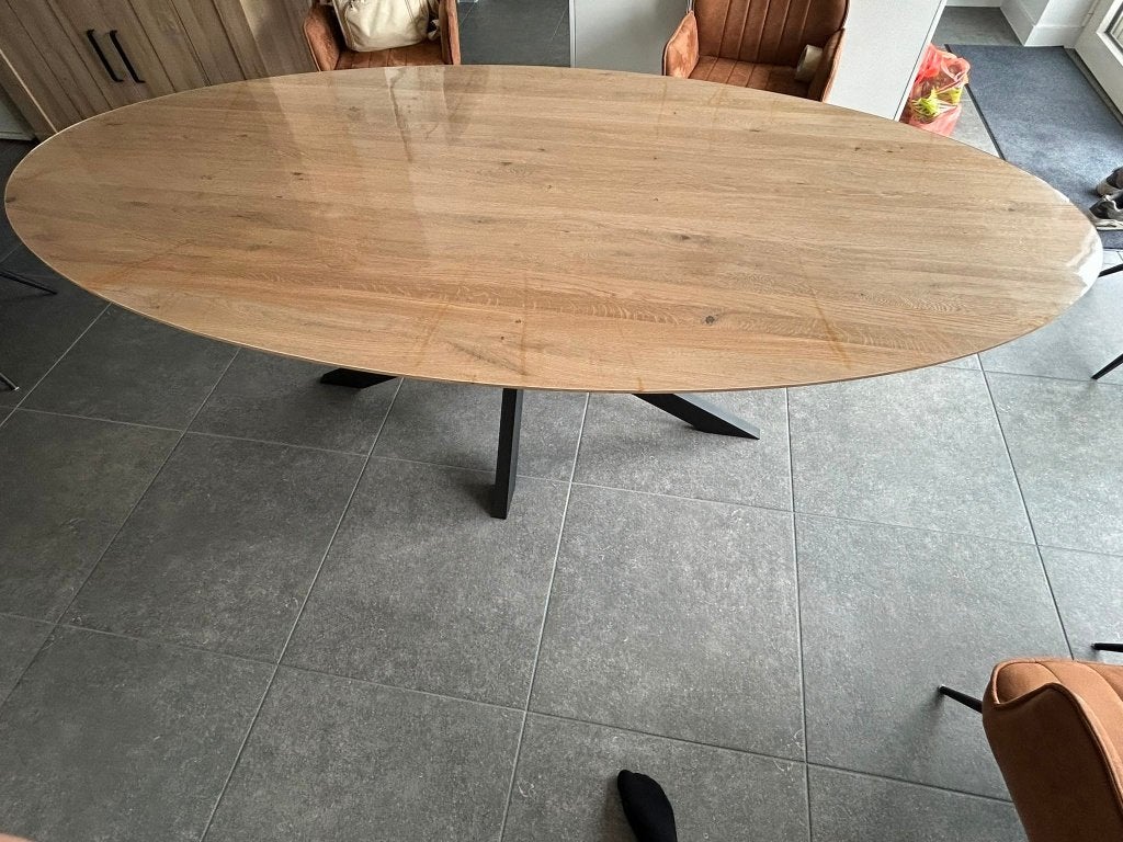 tafel, Maison & Meubles, Tables | Tables à manger, Comme neuf, 100 à 150 cm, 200 cm ou plus, Cinq personnes ou plus, Ovale, Chêne