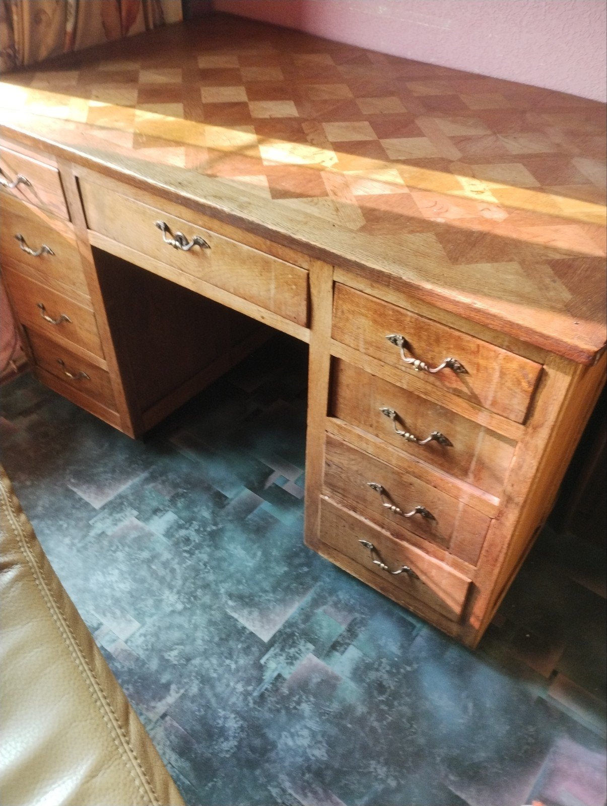 Engelse eiken bureau, Antiek en Kunst, Ophalen