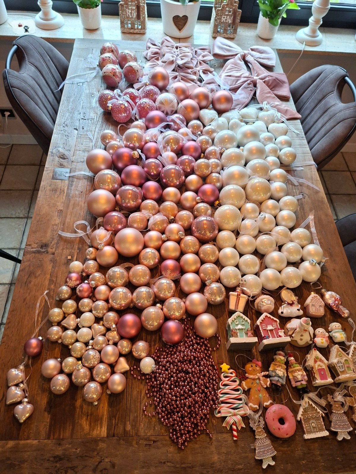 207 stuks pastel wit roze glazen kerstboomversiering partij, Diversen, Ophalen, Zo goed als nieuw