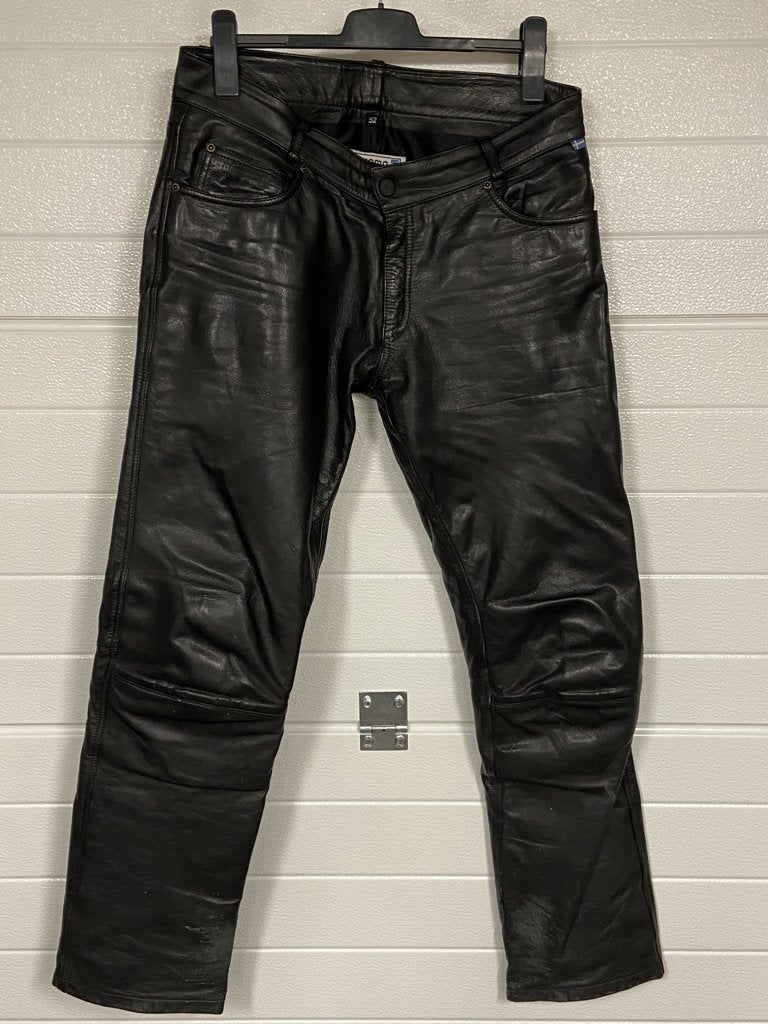 Motorbroek van echt leer - maat 52, Voir étiquette, Broek | leer, Heren, Ophalen of Verzenden