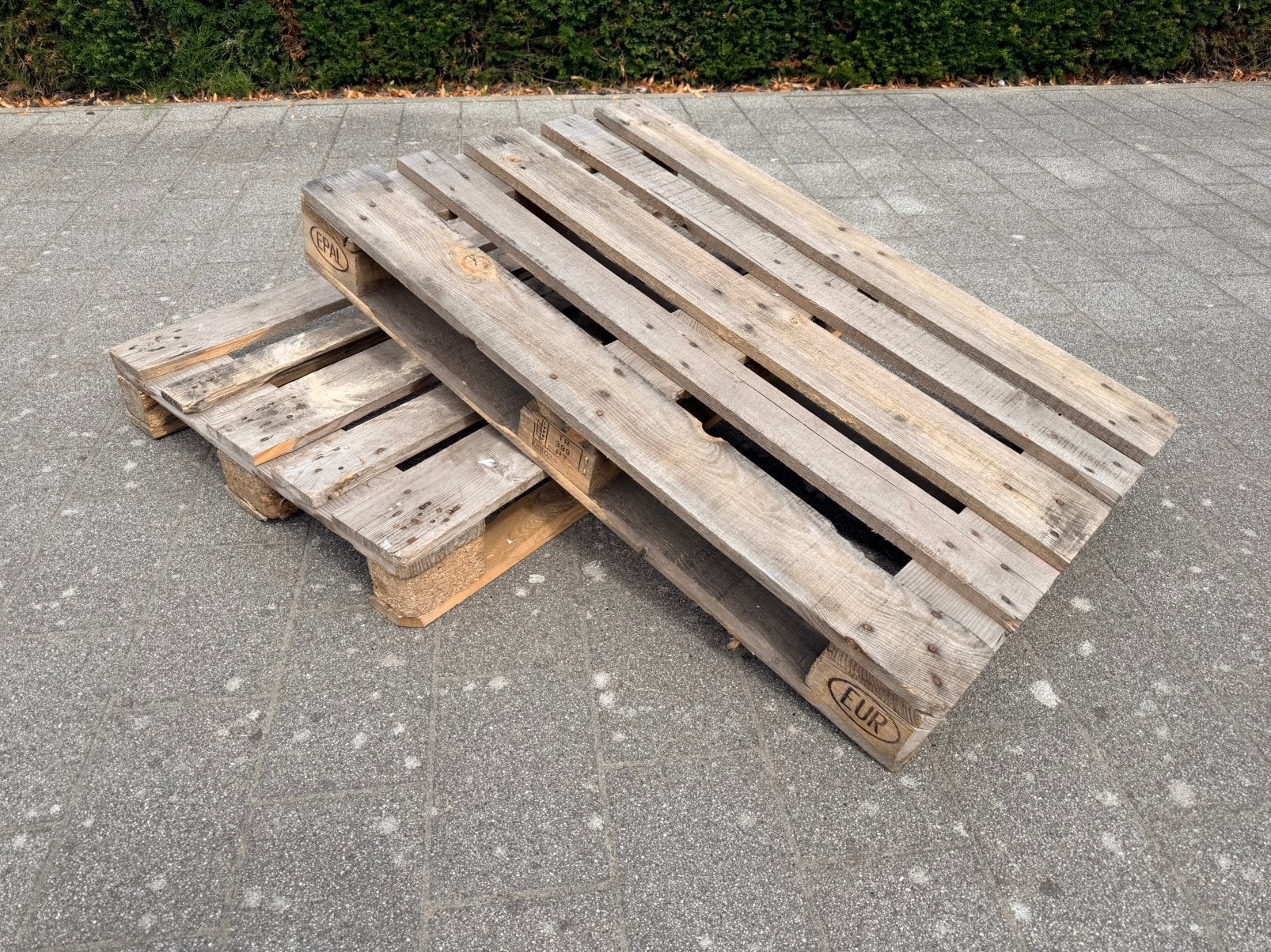 2 EPAL europalletten 80x120, Ophalen, Gebruikt, 50 mm of meer, Minder dan 200 cm