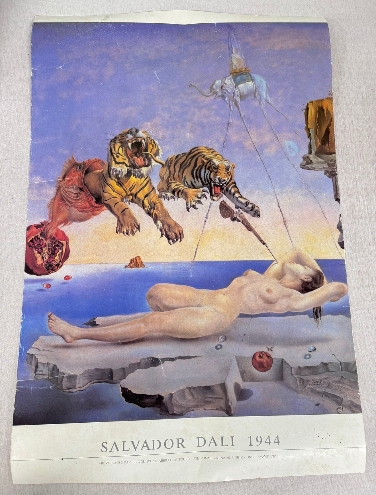 Salvador Dali Tigers - Originele XL Poster 77x51cm art kunst, Antiek en Kunst, Kunst | Overige Kunst, Ophalen of Verzenden