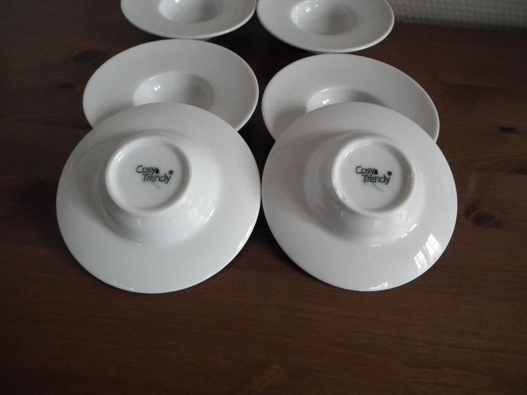 6 mini-soepborden met brede randen (diameter 10 cm), Verzenden, Keramiek, Zo goed als nieuw, Bord(en)