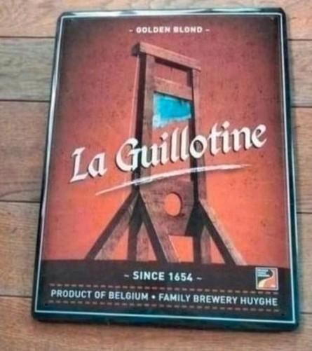La Guillotine Brewery Huyghe metalen plaat. Conditie: nieuw!, Verzamelen, Biermerken, Zo goed als nieuw, Duvel, Ophalen of Verzenden