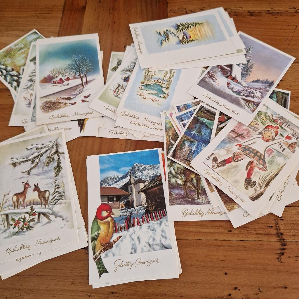 oude vintage kerstkaarten 54 stuks, Enlèvement ou Envoi