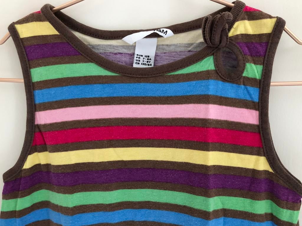 zomer jurkje H&M 7-8 j 122 128 gestreept, Gebruikt, Meisje, H&M, Ophalen of Verzenden
