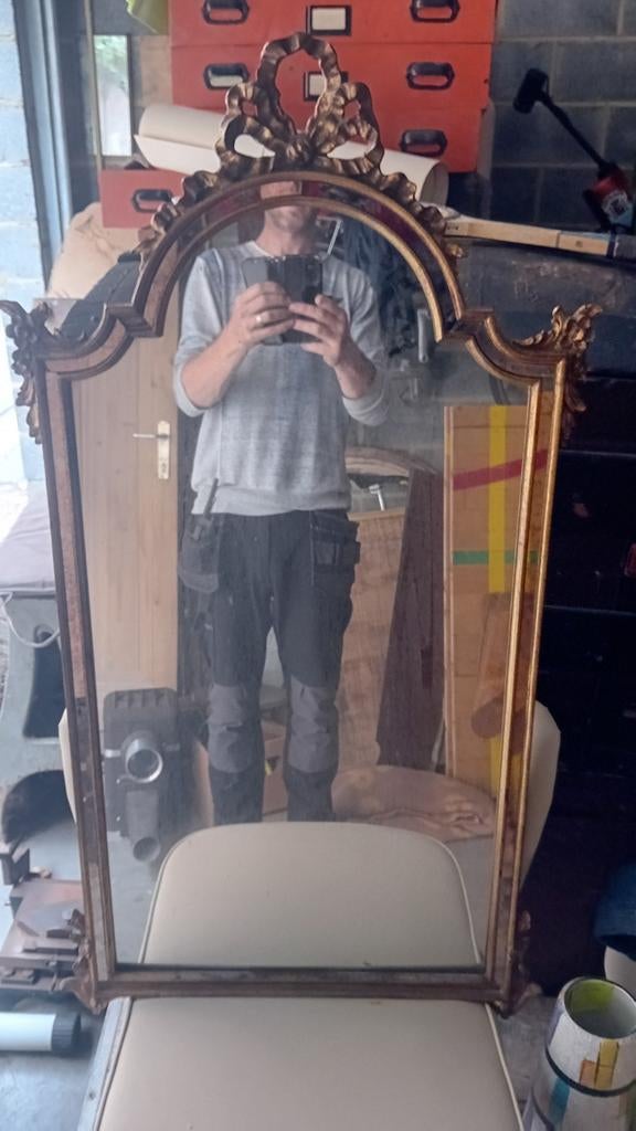 Deknudt kuifspiegel met inlegwerk, Antiek en Kunst, Ophalen