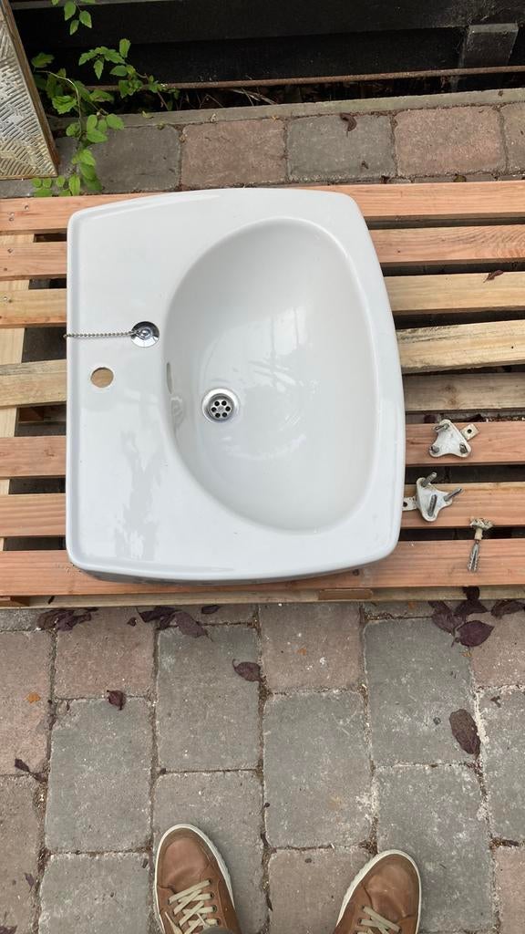 Évier en porcelaine blanche avec pied, Enlèvement, Utilisé, Pierre, Lavabo