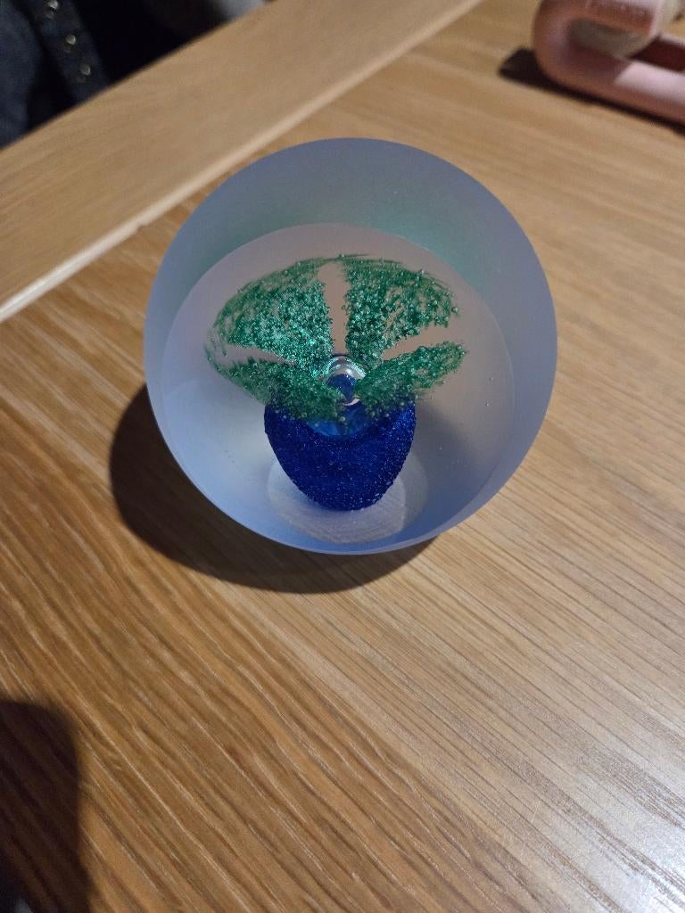 Bohemian handmade art cut glass paperweight blauwe groen, Enlèvement