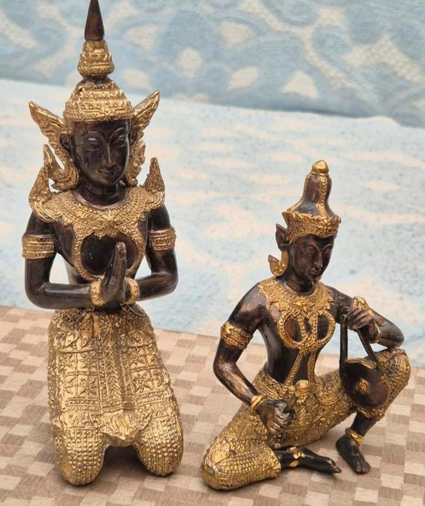 Vintage Thailandse bronzen Boeddha beelden - tempelwachter, Ophalen of Verzenden