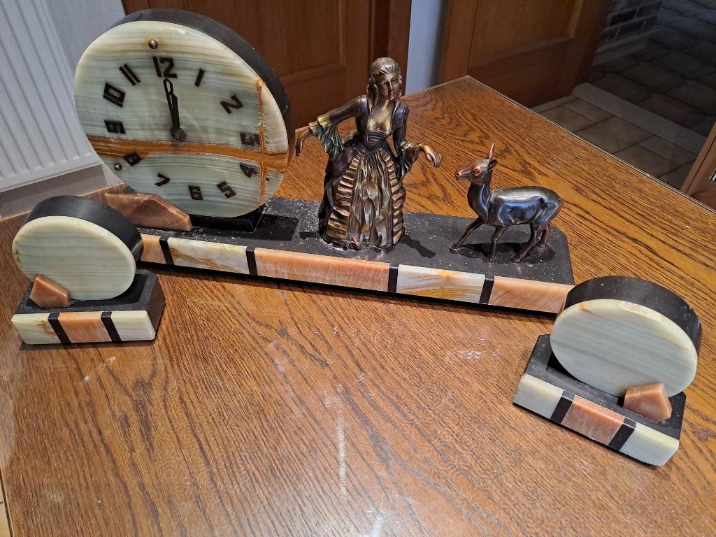 Schouw garnituur decoratie klok, Antiek en Kunst, Ophalen