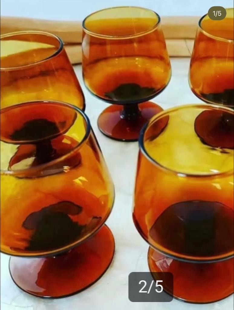 Verres à cognac ambrés vintage, Antiquités & Art, Enlèvement ou Envoi