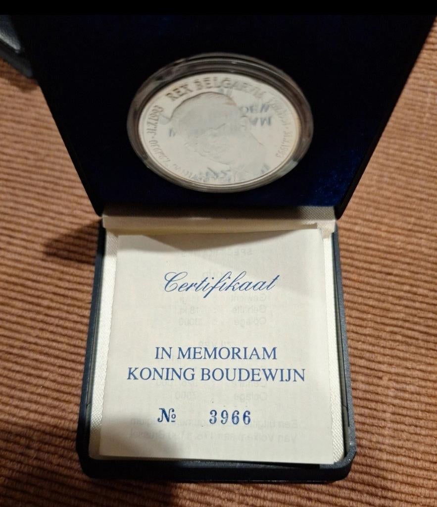 Zilveren munt Koning Boudewijn in memoriam, Ophalen of Verzenden