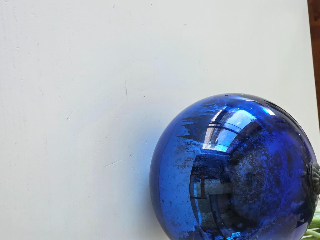 Antieke oude Blauwe Kerstbal zwaar glazen, Diversen, Ophalen of Verzenden