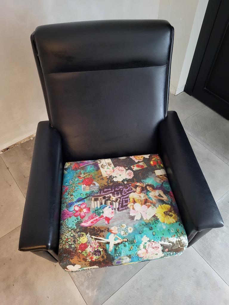 Retro vintage fauteuil, Huis en Inrichting, Ophalen, Gebruikt, Stof, 75 tot 100 cm