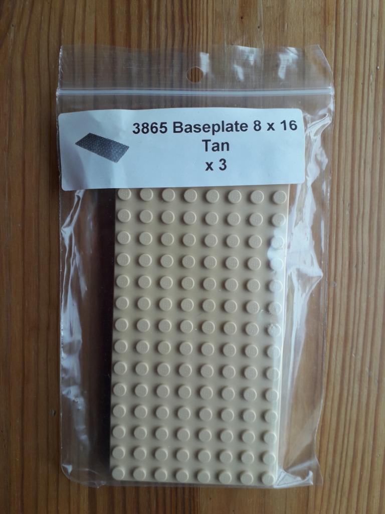 Lego 3865 Baseplate 8x16 Tan (x3) NEW, Ophalen of Verzenden, Zo goed als nieuw, Losse stenen, Lego