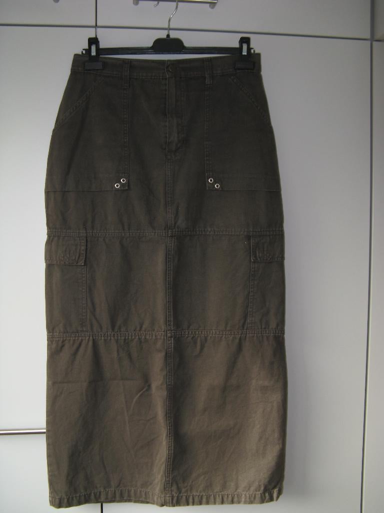 Stoere lange donkergroene rok, maat 36, Kleding | Dames, Rokken, Gedragen, Maat 36 (S), Groen, Onder de knie, Verzenden
