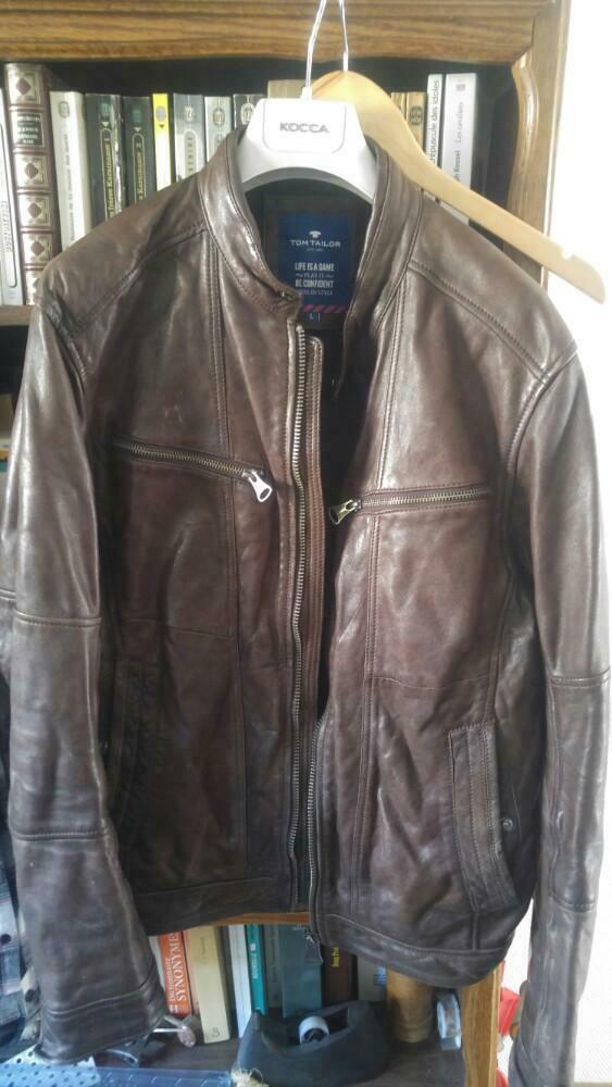 Veste en cuir veritable Tom Tailor Taille L, Ophalen of Verzenden, Gedragen