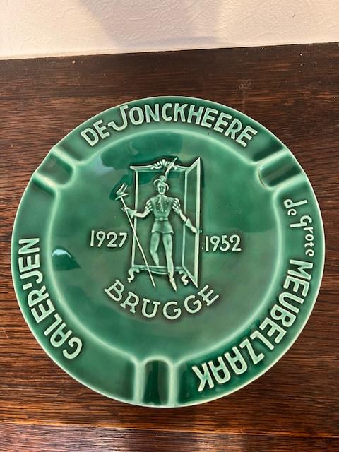 Publicitaire asbak meubelen De Jonckheere Brugge 1952, Antiek en Kunst, Ophalen