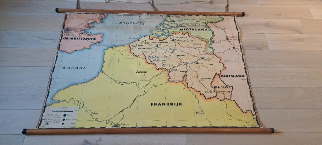 Oude schoolkaart., Antiek en Kunst, Antiek | Schoolplaten, Ophalen, Aardrijkskunde