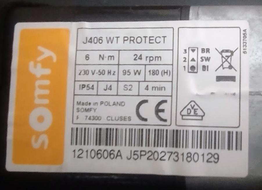 Somfy J406 6/24 WT (per stuk - 3 stuks beschikbaar), Autres couleurs, Moins de 100 cm, Fonctionnement électrique, Comme neuf