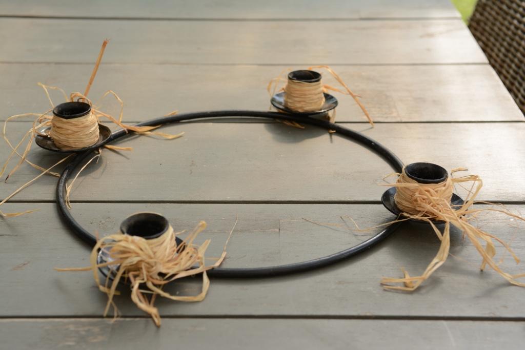 Ronde kaarsenhouder voor 4 kaarsen diameter 26cm zwart ijzer, Gebruikt, Verzenden, Zwart, Metaal