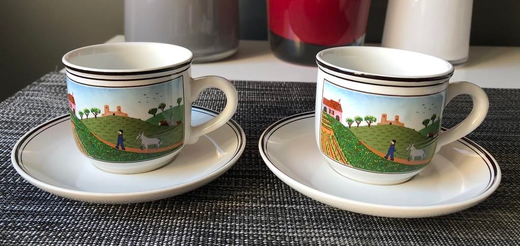 Tasses à expresso avec soucoupes Villeroy & Boch Design Naif, Enlèvement ou Envoi, Comme neuf, Porcelaine