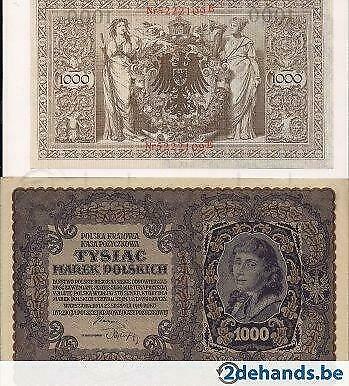 2 Bankbiljetten Polen en Duitsland - Periode 1910/1919, Verzenden, Duitsland