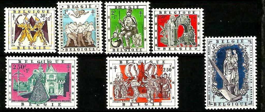 België 1957 Belgische legenden Folklore I OBP 1039/45**, Orginele gom, Ophalen of Verzenden, Zonder stempel, Postfris