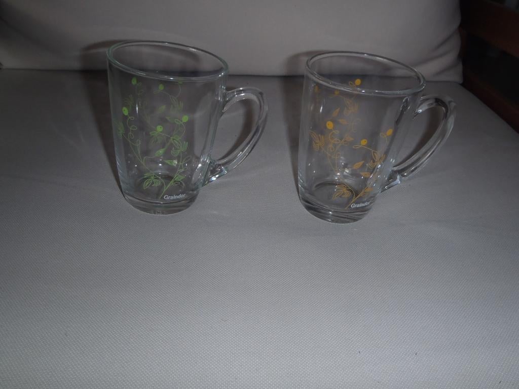 1 lot de 2 mugs en verre Graindor, Enlèvement ou Envoi, Neuf, Verre, Tasse(s) et/ou soucoupe(s)