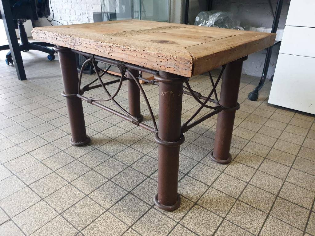 Table basse industrielle bois massif & métal – style loft, Gebruikt, 50 tot 100 cm, 50 tot 75 cm, 50 tot 100 cm