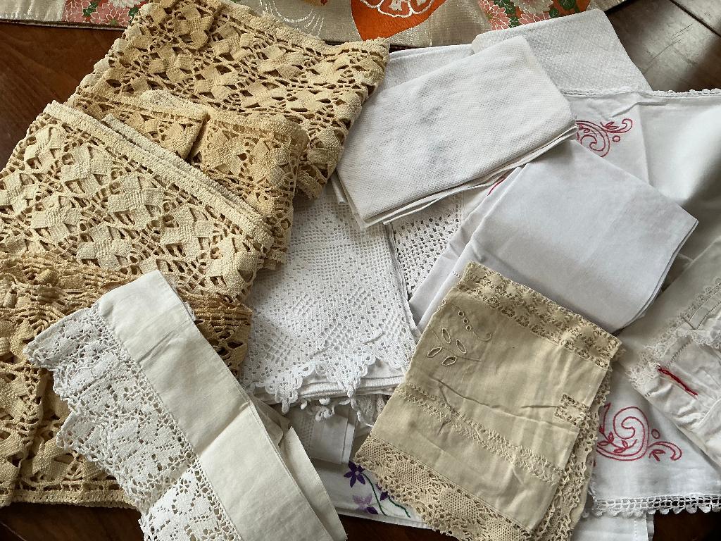 lot vintage huishoudlinnen, 2 kg, Ophalen of Verzenden, Gebruikt