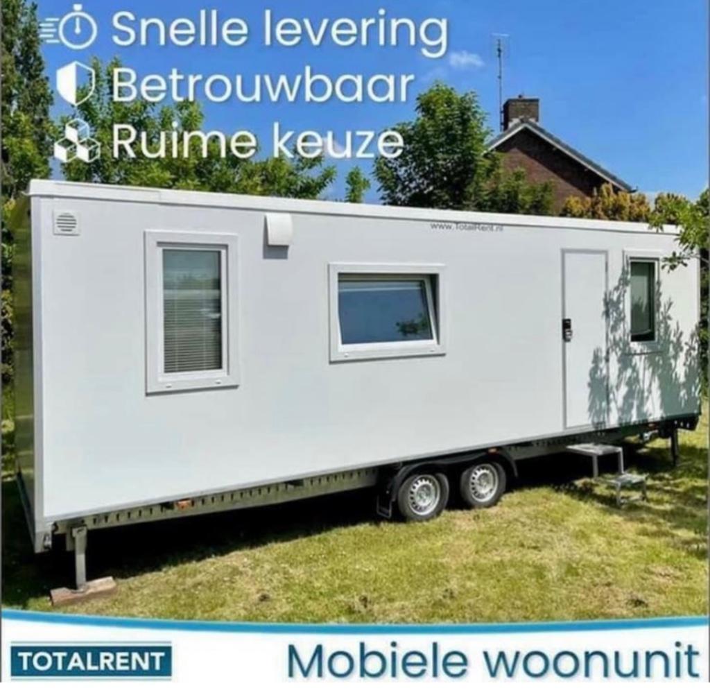 Noodunit mobiele Tiny house tijdelijke woning wielen huren, Ophalen