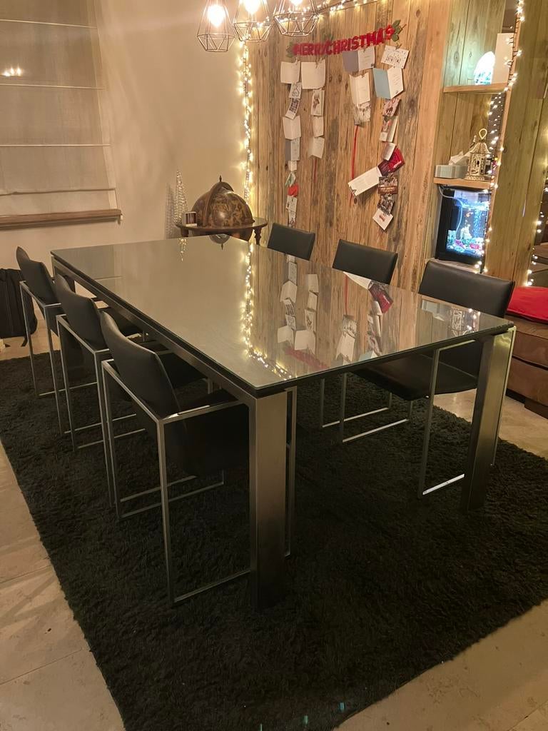 Arco design tafel met 6 stoelen, Huis en Inrichting, Complete eetkamers, Zo goed als nieuw, Ophalen