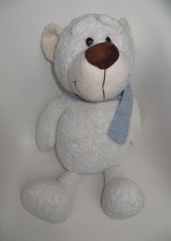 ours blanc avec écharpe bleue, Enlèvement ou Envoi, Utilisé, Ours en tissus, Autres marques