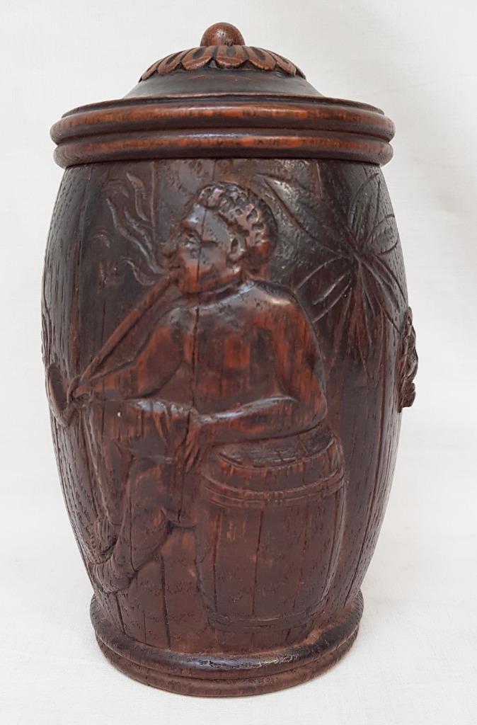 Pot à tabac en bois figure noire., Enlèvement ou Envoi
