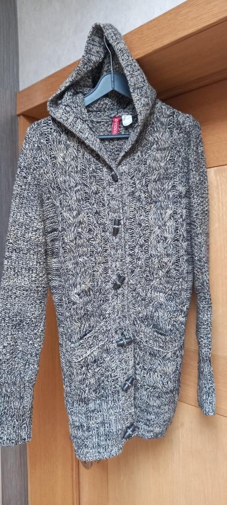 Gebreide vest met kap H&M Mt S, Kleding | Heren, Truien en Vesten, Bruin, Ophalen of Verzenden, Zo goed als nieuw, H&M