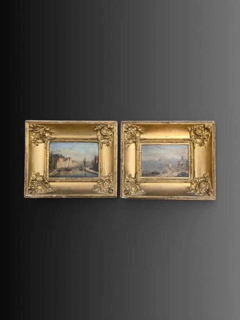 paire de tableaux 19eme siècle paysage, Enlèvement ou Envoi