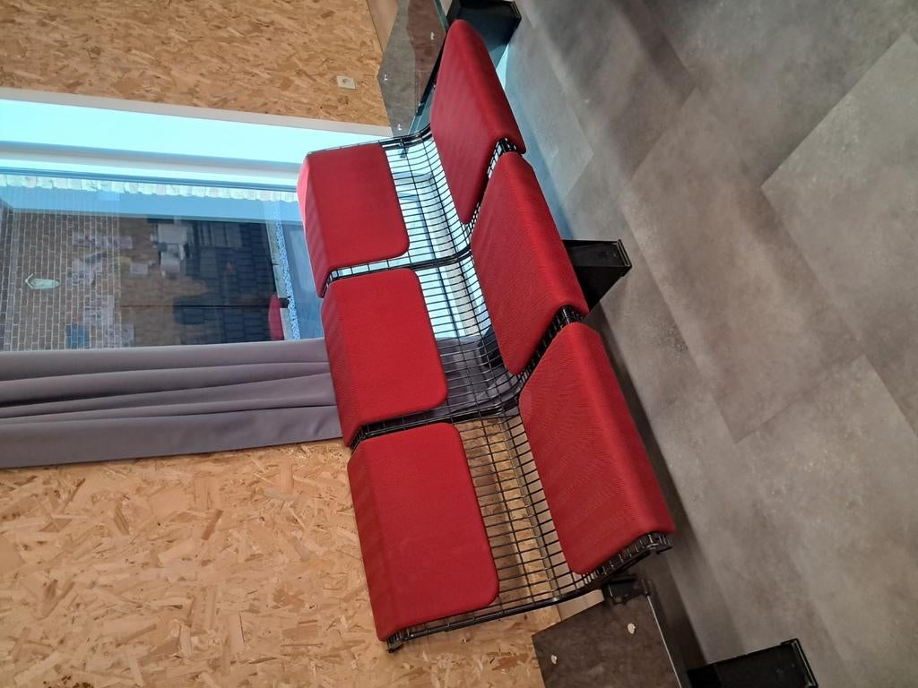 Canapé design rouge avec tables d'appoint en marbre, Enlèvement, Comme neuf, Tissus