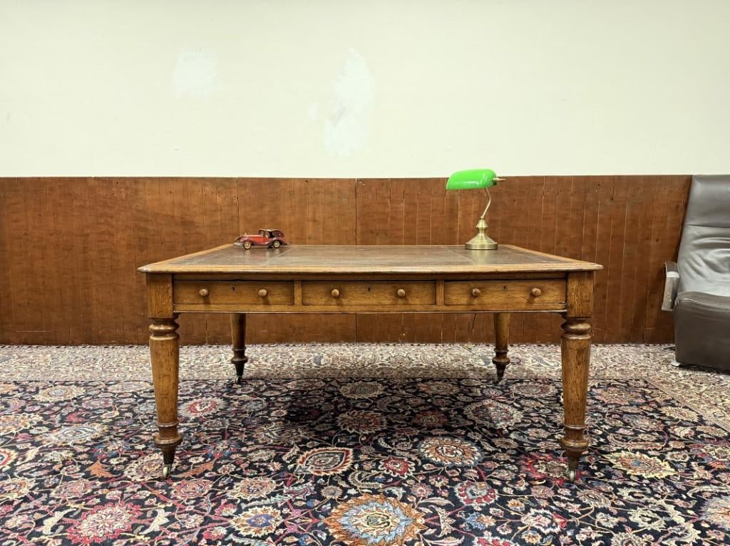 Klassiek Engels Chesterfield Schrijftafel Bureau Partnerdesk, Ophalen