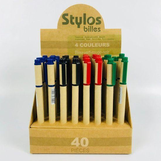 PARTIJ BALPENNEN IN 4 KLEUREN IN DISPLAY, Ophalen of Verzenden, Nieuw